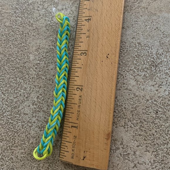 Blue and Yellow Fishtail Rainbow Loom Bracelet - Picture 2 of 2